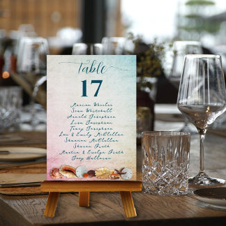 Invitación Número de tabla con nombres Lista Mares vivos