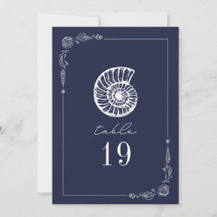 Invitación Número de tabla de Boda azul oscuro de la escapara