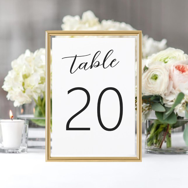Invitación Número de tabla de Boda blanco negro manuscrito di (Subido por el creador)