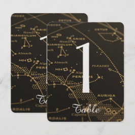 Invitación Número de tabla de Boda de constelación de oro y n