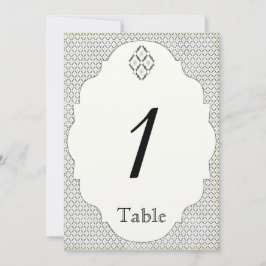 Invitación Número de tabla de Boda de diamantes de crema negr