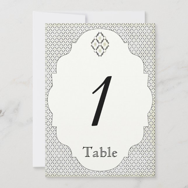 Invitación Número de tabla de Boda de diamantes de crema negr (Anverso)