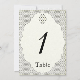 Invitación Número de tabla de Boda de diamantes de crema negr