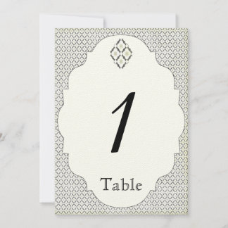Invitación Número de tabla de Boda de diamantes de crema negr