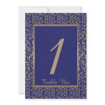 Número de tabla de Boda de filigras azules de oro 