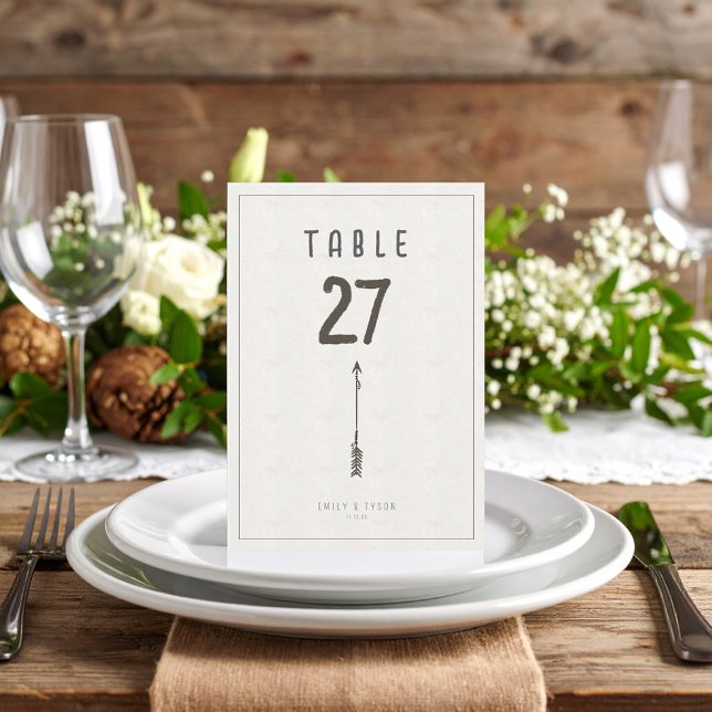Invitación Número de tabla de Boda de flecha de Boho rústico  (Subido por el creador)