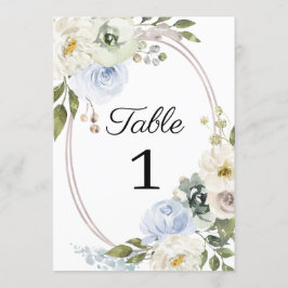 Invitación Número de tabla de Boda de floral azul ruso