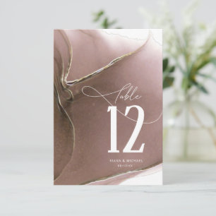 Invitación Número de tabla de Boda de flujo de tinta Taupe ID