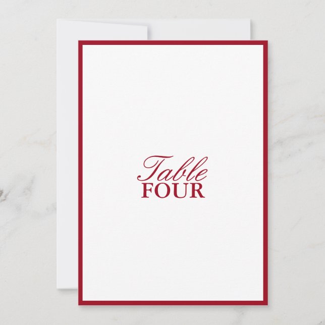 Invitación Número de tabla de Boda de guión moderno minimalis (Anverso)