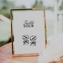 Invitación Número de tabla de Boda de guión moderno minimalis