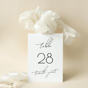 Invitación Número de tabla de Boda de guiones blancos en negr