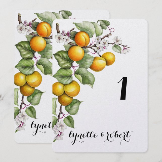 Invitación Número de tabla de Boda de la acuarela de frutas y (Anverso / Reverso)