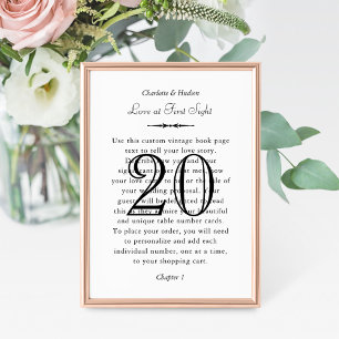Invitación Número de tabla de Boda de la página del libro de