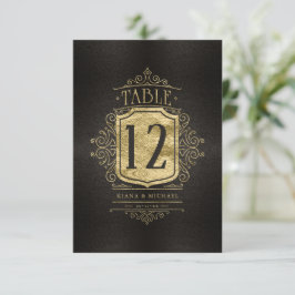 Invitación Número de tabla de Boda de oro filigrí fino ID871