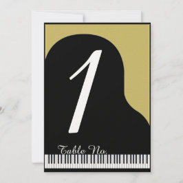Invitación Número de tabla de Boda de piano negro y dorado