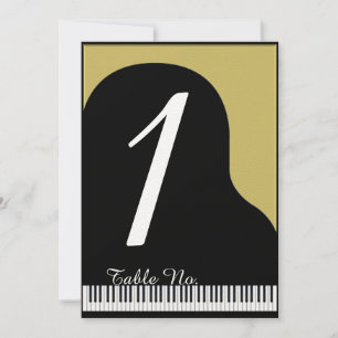 Invitación Número de tabla de Boda de piano negro y dorado