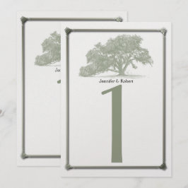Invitación Número de tabla de Boda de plantación de roble