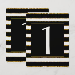 Invitación Número de tabla de Boda de Purpurina blanco y dora