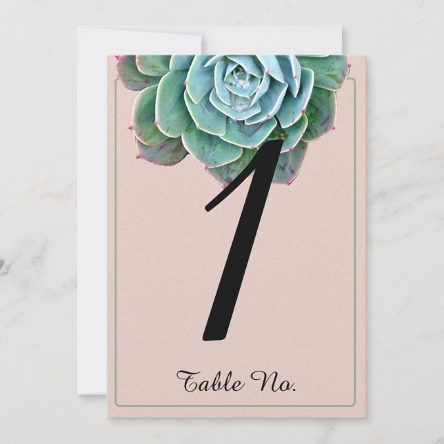 Invitación Número de tabla de Boda de Rubor Succulent (Anverso)
