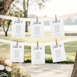 Invitación Número de tabla de Boda de script elegante con nom