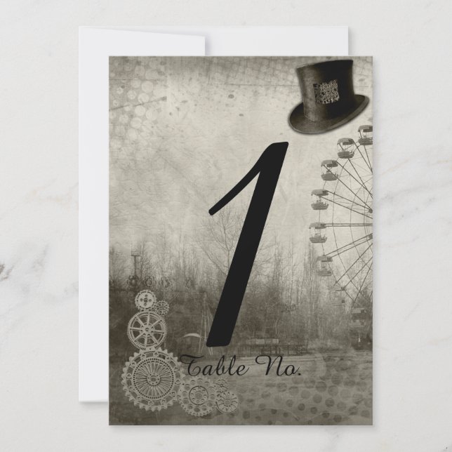Invitación Número de tabla de Boda de sombrero superior del c (Anverso)