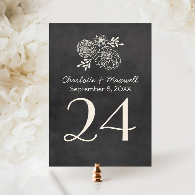 Invitación Número de tabla de Boda de tablero de pizarra negr (Subido por el creador)