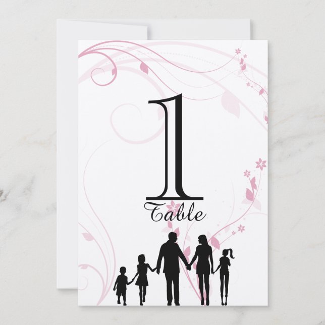 Invitación Número de tabla de Boda familiar con mezcla (Anverso)