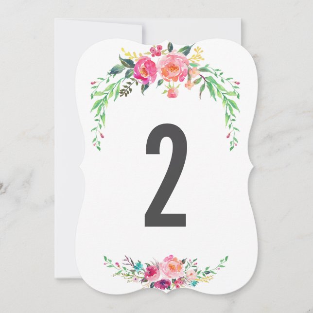 Invitación Número de tabla de boda FLORAL BOHEMIAN (Anverso)