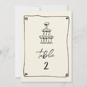 Invitación Número de tabla de Boda manuscrito retro