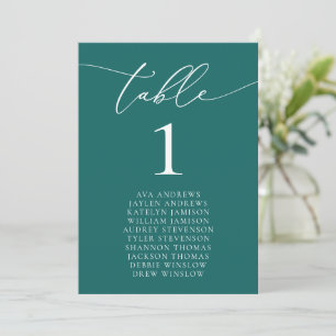 Invitación Número de tabla de Boda Minimalista Verde azulado