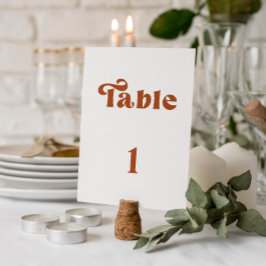 Invitación Número de tabla de Boda Retro Terracotta