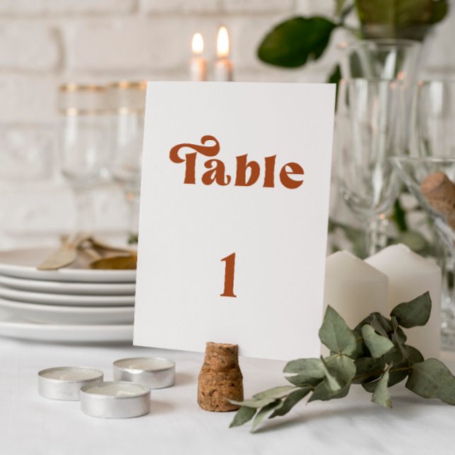 Invitación Número de tabla de Boda Retro Terracotta (Subido por el creador)