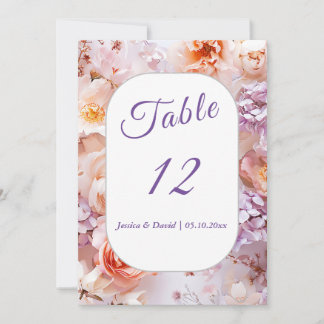 Invitación Número de tabla de Boda romántico de Rubor Garden