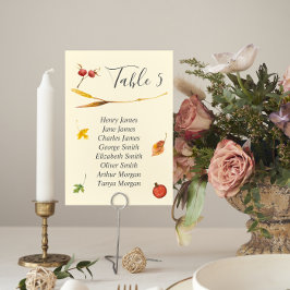Invitación Número de tabla de Boda rústico del bosque otoñal