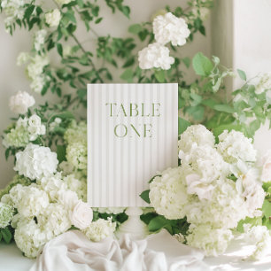 Invitación Número de tabla de Bodas clásicos de color verde y