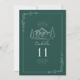 Invitación Número de tabla de Bodas de esmeralda de montaña