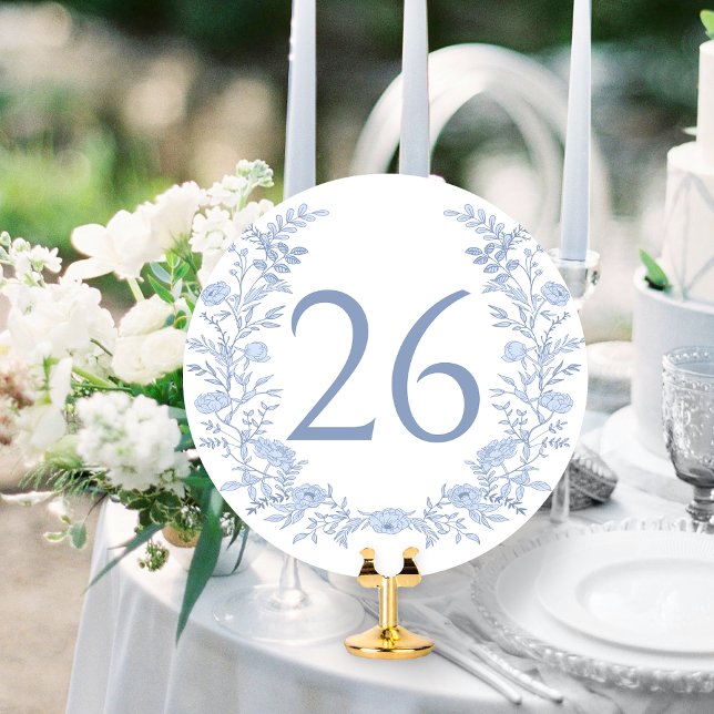 Invitación Número de tabla de bodas de invierno floral azul b (Subido por el creador)