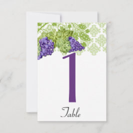 Invitación Número de tabla de bodas de jardín de Grapevine