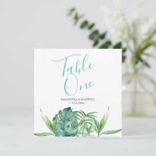 Invitación Número de tabla de bodas de playa tropical
