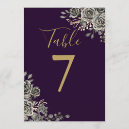 Invitación Número De Tabla De Bodas Góticos Púrpura Y Oro