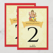 Número de tabla de Bodas indios Ganesha