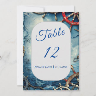 Invitación Número de tabla de Bodas náuticos de Moda rusa