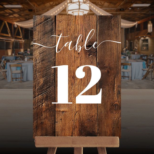 Invitación Número de tabla de boho de madera de granero rústi (Rustic Barn Wood Boho Table Number)