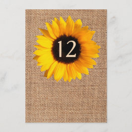 Invitación Número de tabla de Burlap y Boda de girasol ruso