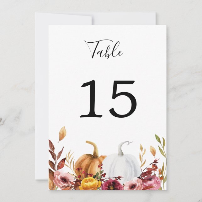 Invitación Número de tabla de calabazas otoñales (Anverso)