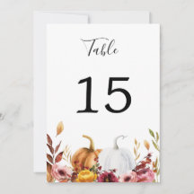 Número de tabla de calabazas otoñales