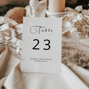 Invitación Número de tabla de caligrafía minimalista