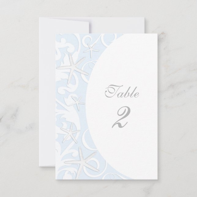 Invitación Número de tabla de casamiento de la playa azul de  (Anverso)