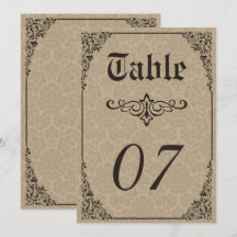 Número de tabla de casamiento gótico-beige de dama