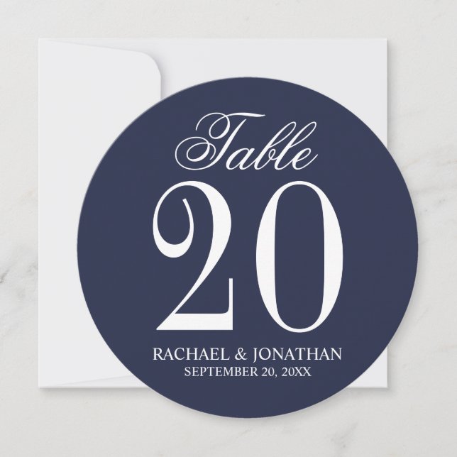 Invitación Número de tabla de círculo de Boda azul de la Mari (Anverso)